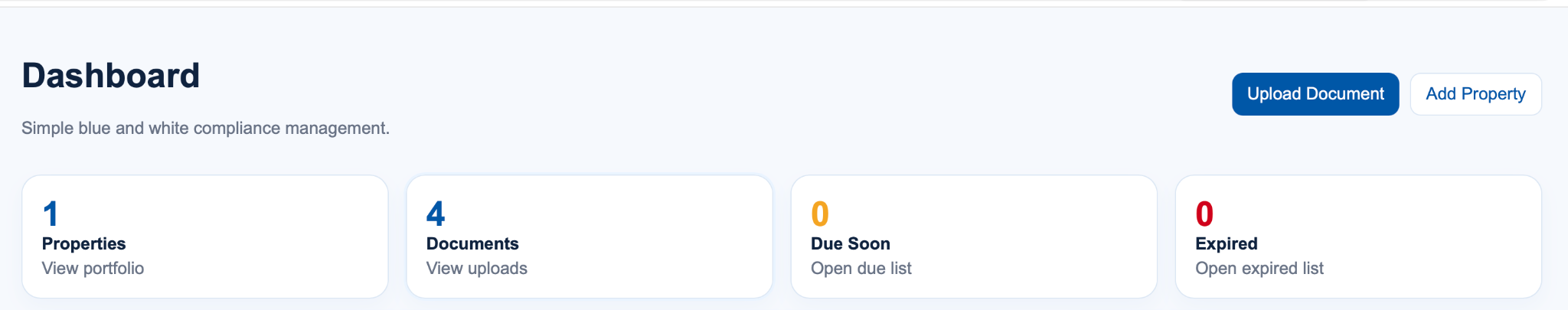 Dashboard overview screenshot